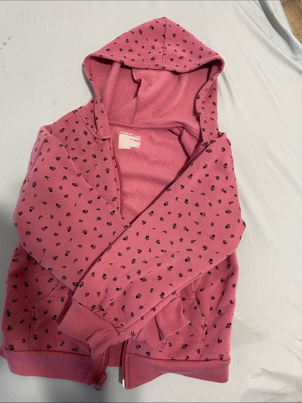 Cat & Jack Pink Hooded Zip-Up Jacket with Micro Floral Print